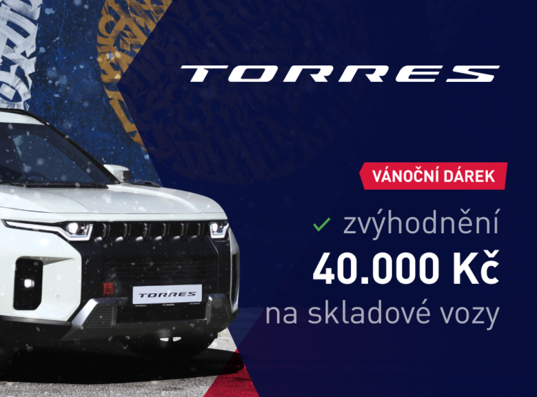 Vánoční Speciální Nabídka: Ušetřete 40 000 Kč na skladových vozech Torres.